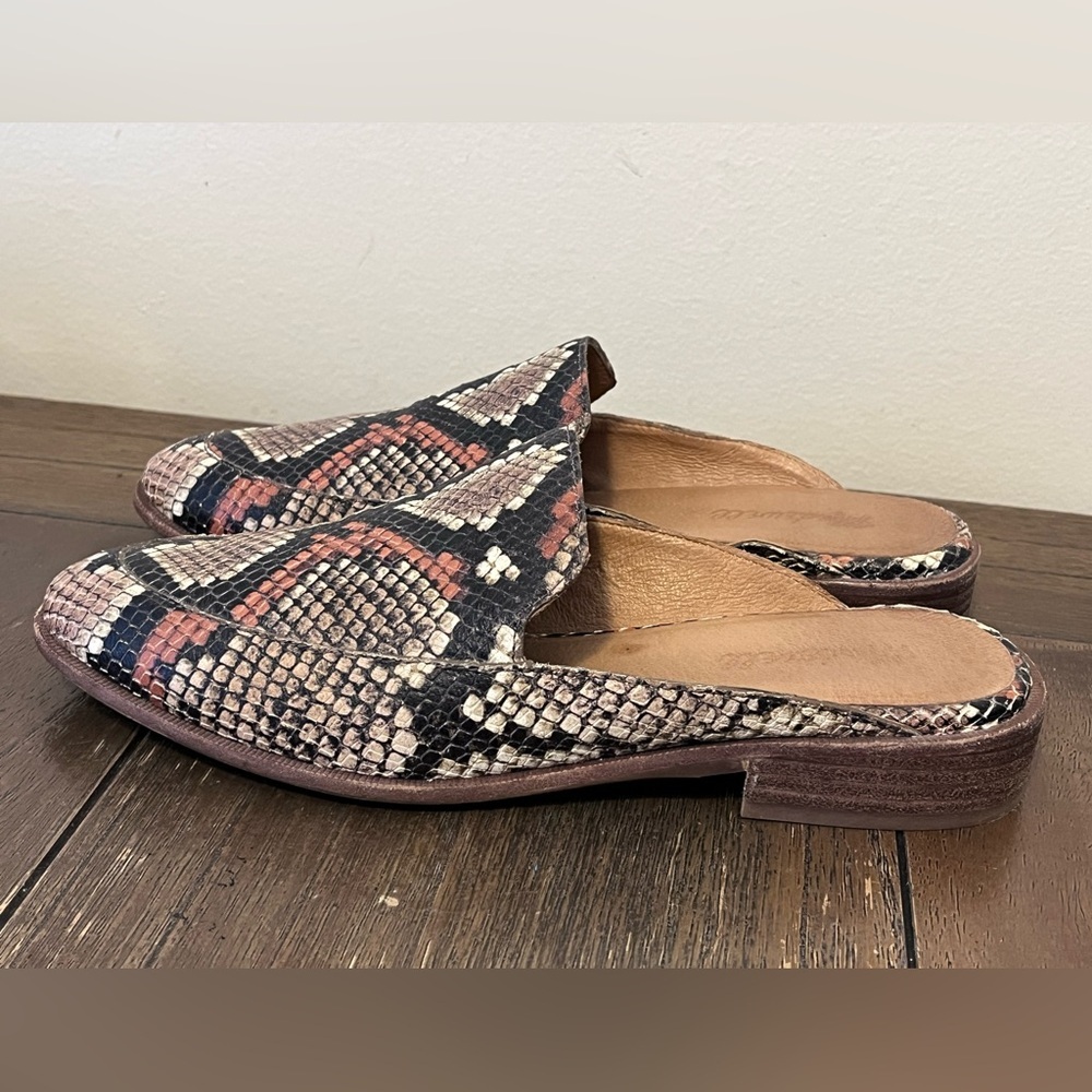 Madewell The Frances Loafer Mule Snake Embossed Womens size 8